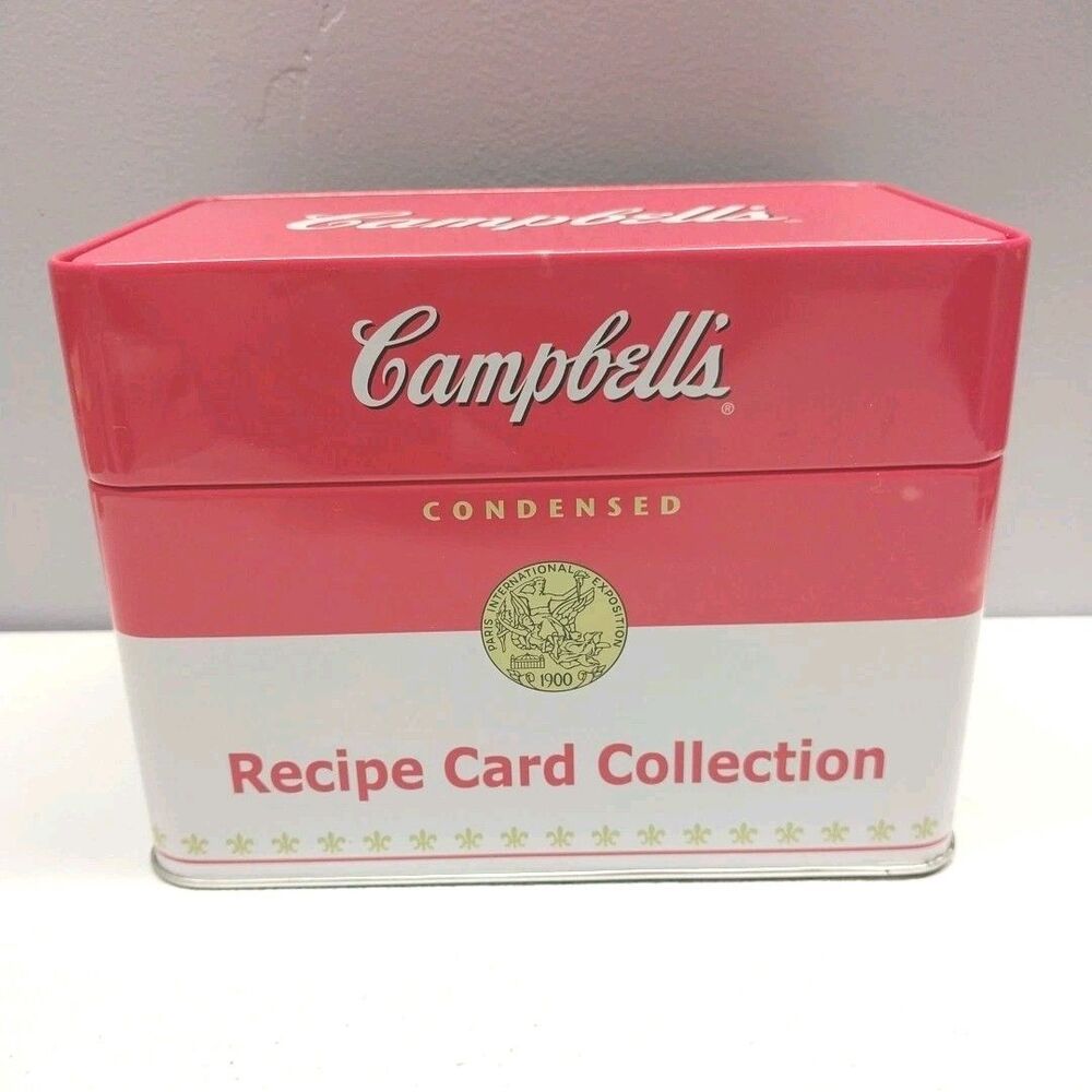 Campbell's Soup Recipe Card Tin Box Complete Recipes Dividers Blank Cards 2007